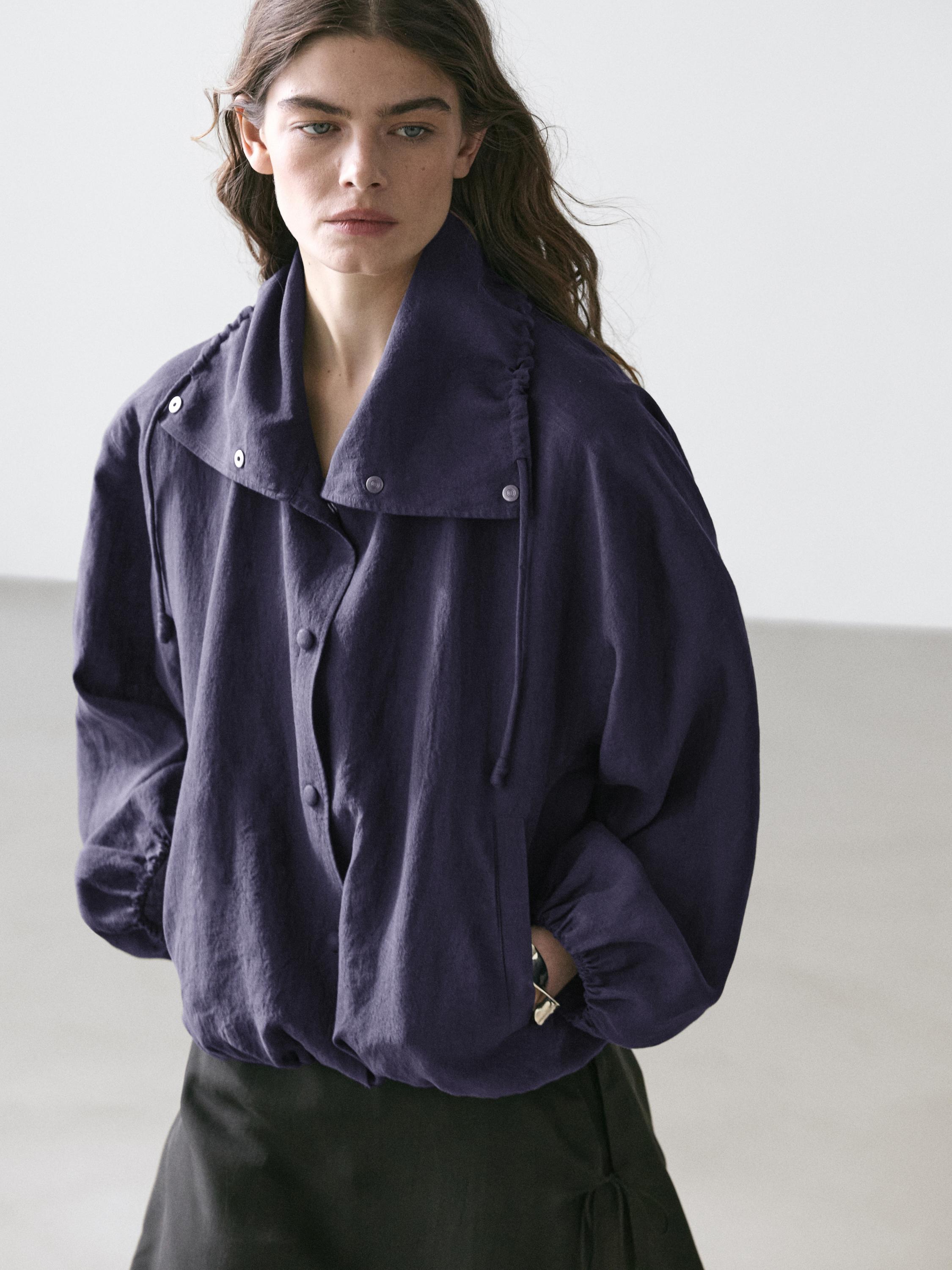 Veste bomber col fantaisie 100 % lin